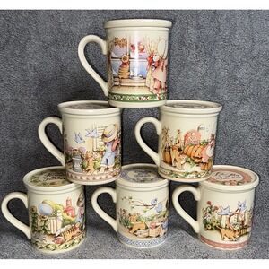 Set Of 6 country Kids By Watkins Mugs And Saucers